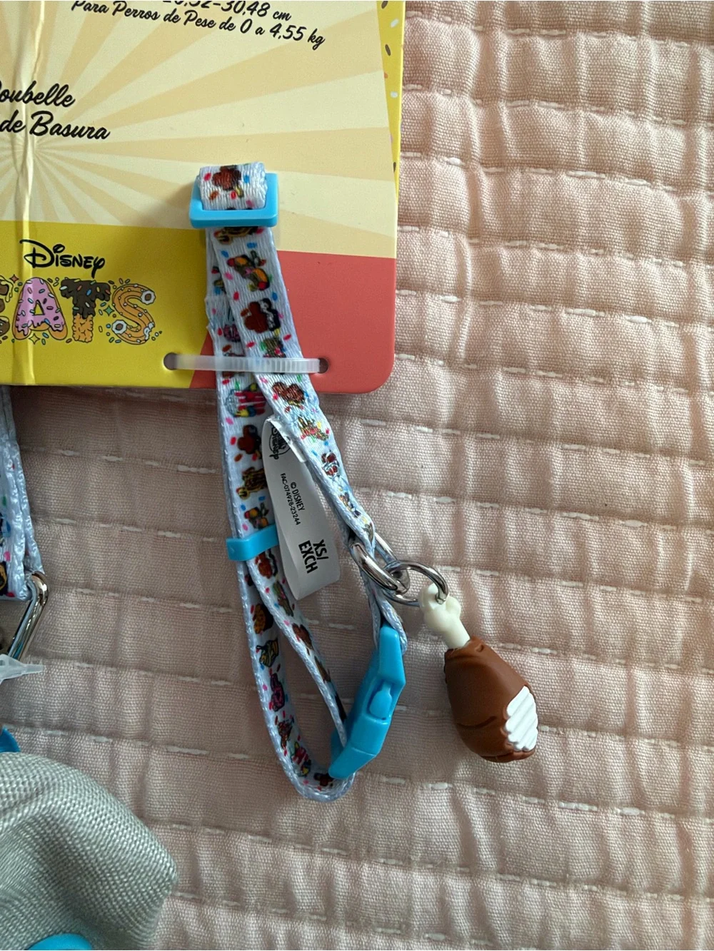 Disney Light Blue Printed Dog Collar, Leash & Waste Bag Holder Set